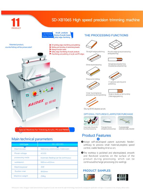 Fábrica Saide China Fornece Máquina Chanfradeira  Pode Cortar Acrílico Máquina de Chanfro em Ângulo R Para PMMA/PS/MS/PC